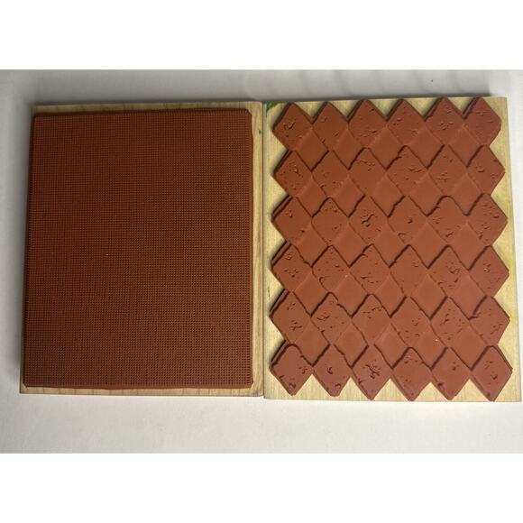 Stampin' Up! Print Pattern and Canvas Wood Stamp Set of 2 Background 6x5 - Picture 3 of 4